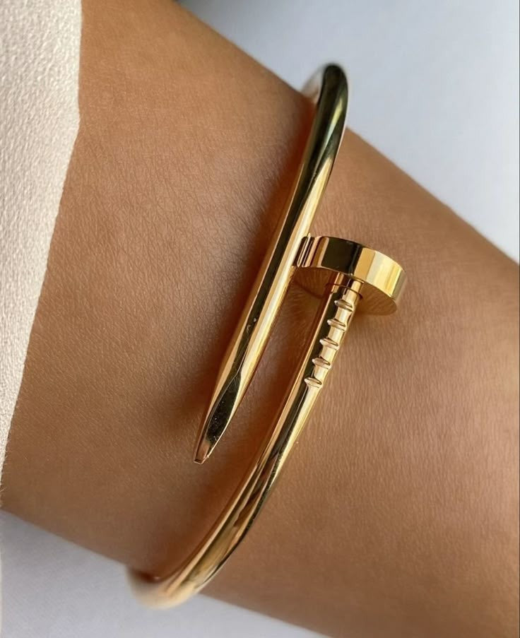 Nail-Inspired Gold Diamond Bracelet