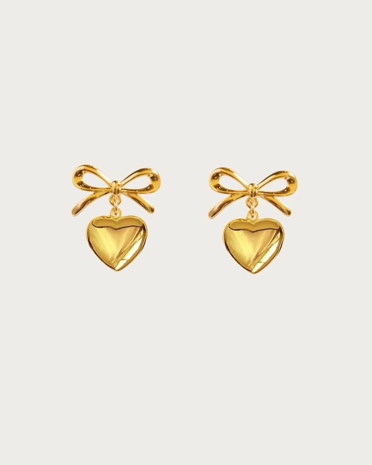 Gold heart bow Earrings