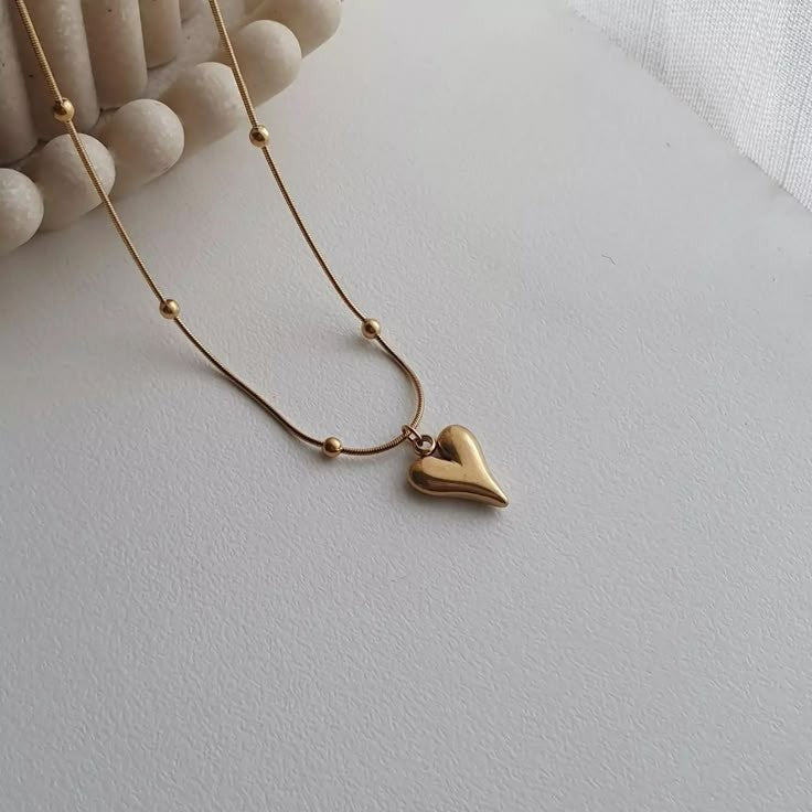 Golden Heart bead necklace